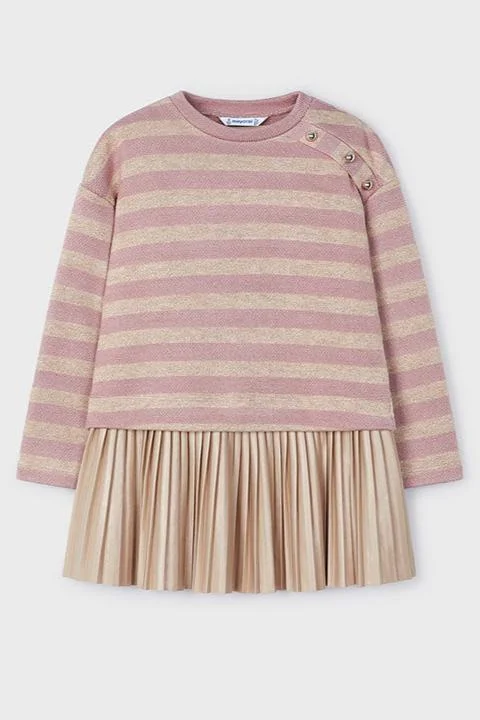 Striped Sweater and Pleated Dress Set