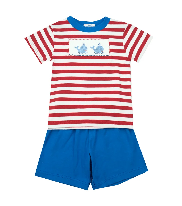 Vive La Fete Smocked Whales Short Set