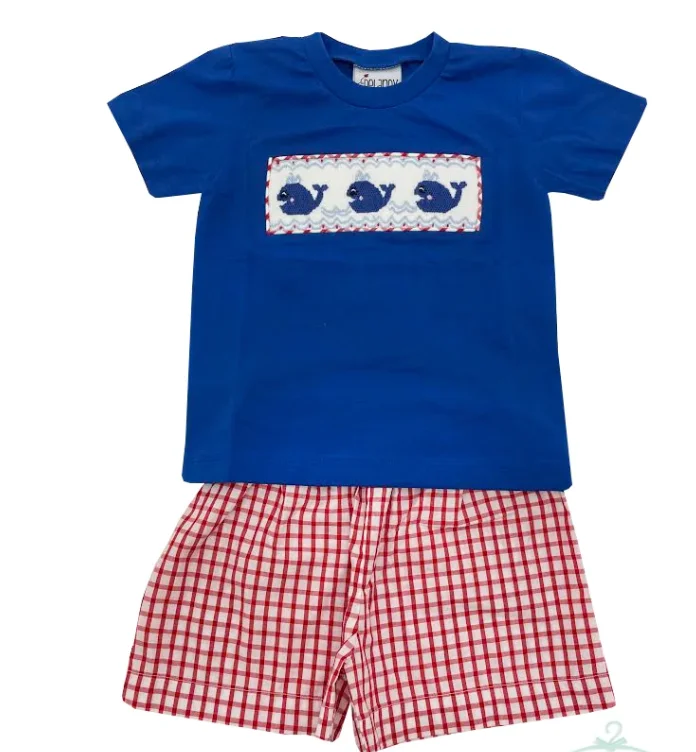 Delaney Smocked Whales Shorts Set