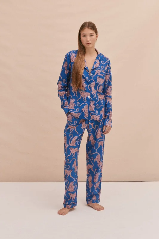 Long Pyjama Set Chango Print Blue/Pink