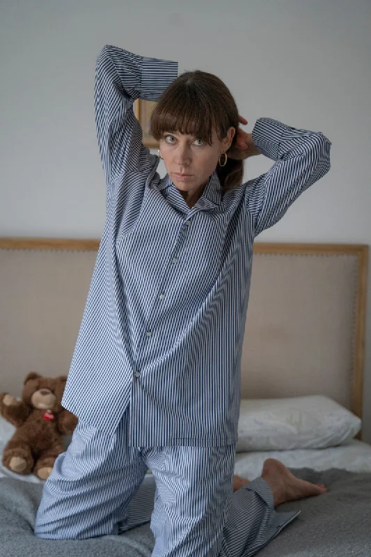 She & Him Unisex PJ set - blue stripes