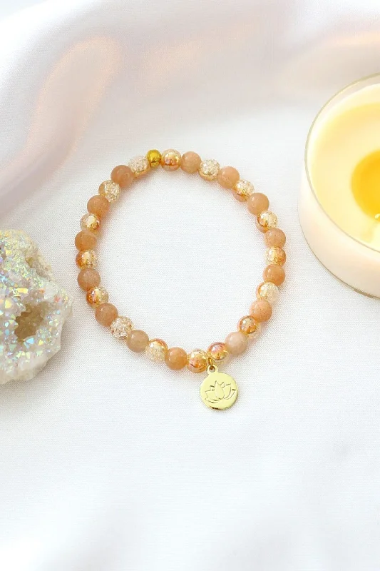 Sunstone Elastic Bracelet | 24K Lotus Flower