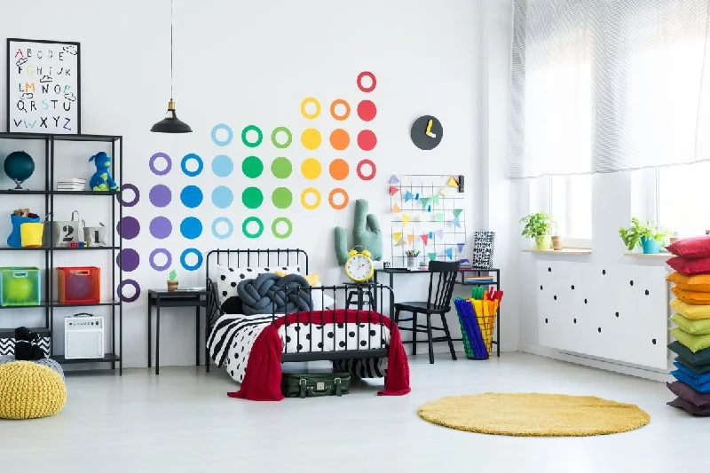 Vibrant Circle Wall Decals: Vinyl Stickers for Colorful Whimsical Decor