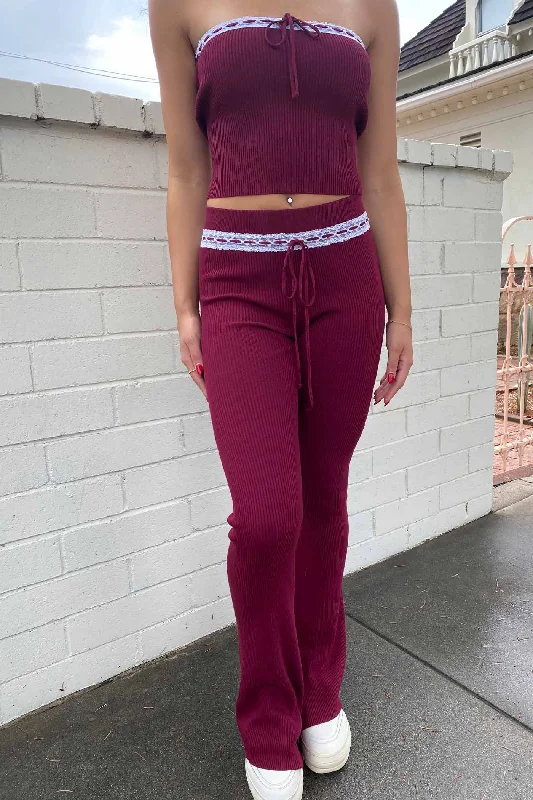 Ribbed Lace Knit Pants