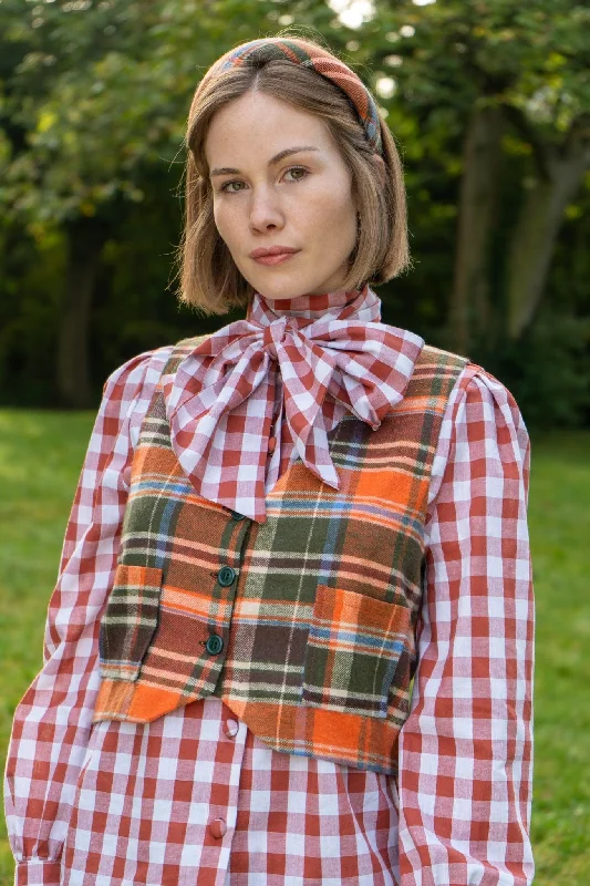 Angus woollen vest - orange checks