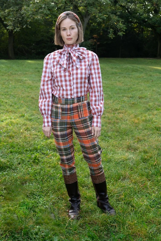 Cameron woollen pants - orange checks