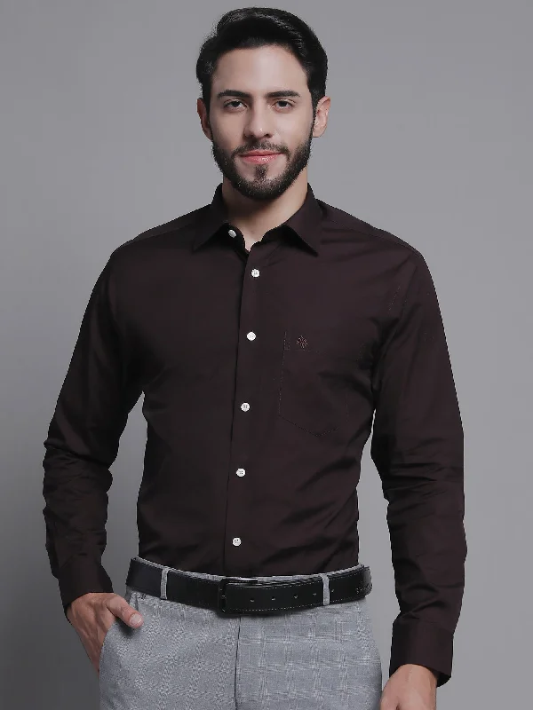 Men's Maroon Formal Plain Full Sleeve Shirt