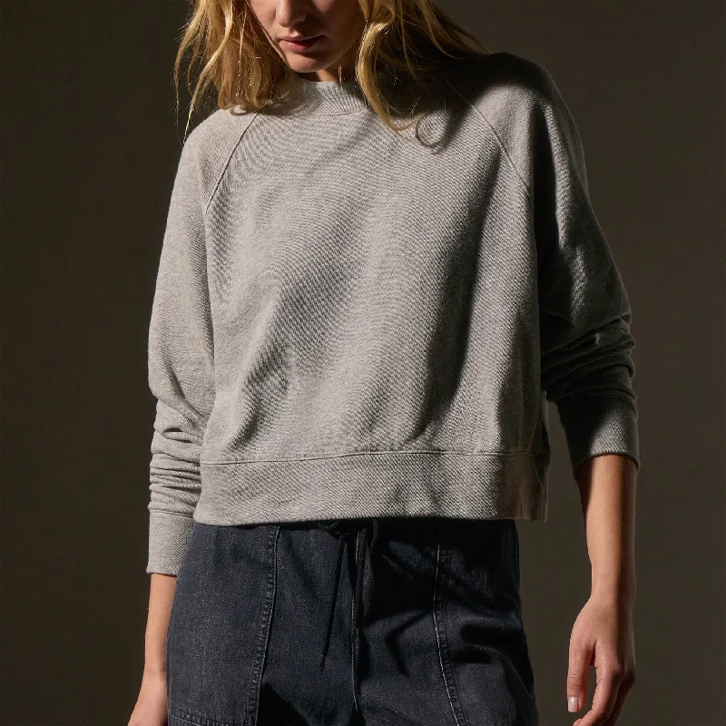 French Terry Cropped Mock Neck - Heather Grey