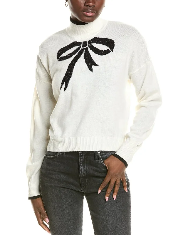 Brodie Cashmere Wool & Cashmere-Blend Lurex Bow Mock Neck Jumper