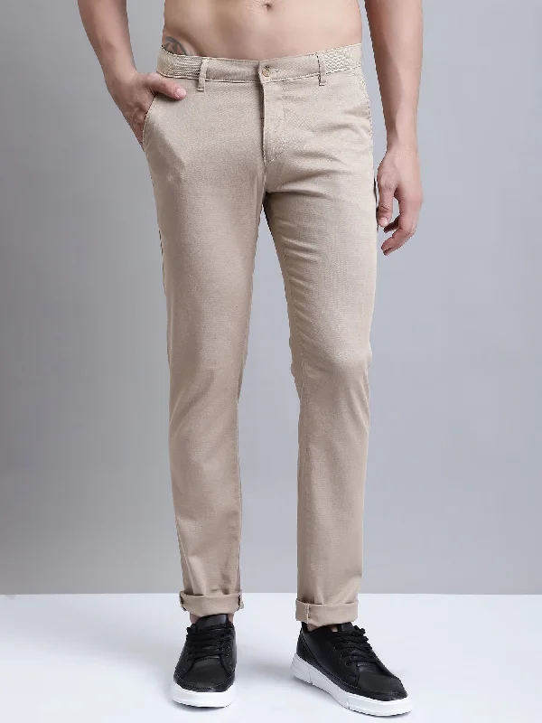 Men's Casual Flat front Khaki  Trousers