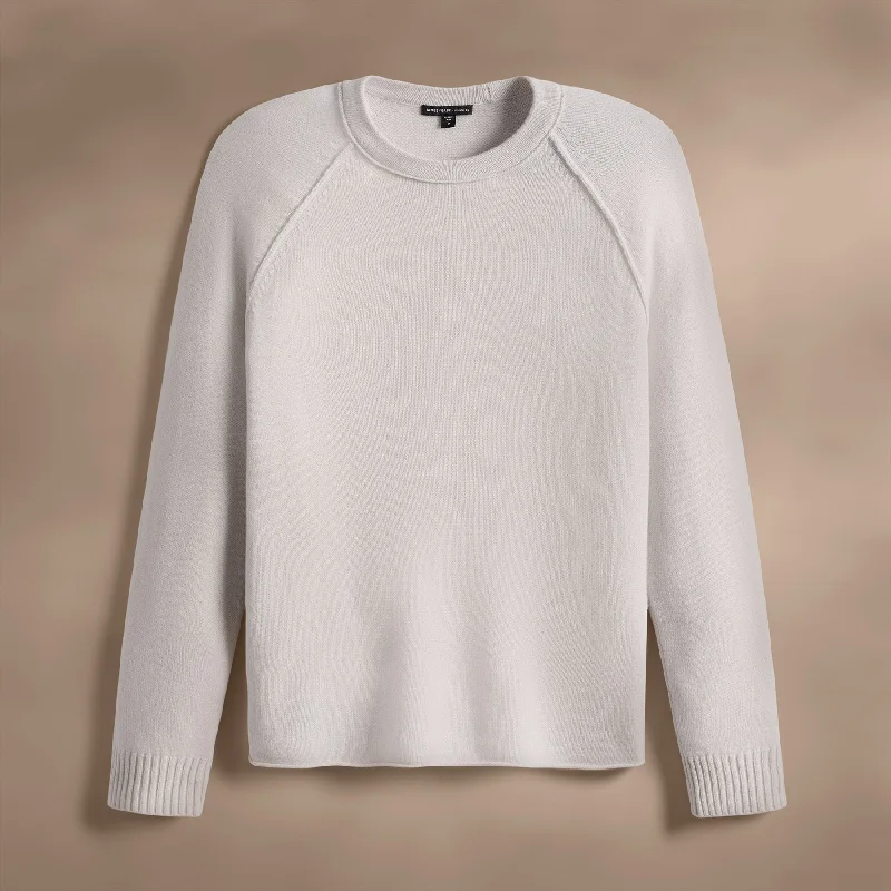 Recycled Cashmere Raglan Crew - Pearl