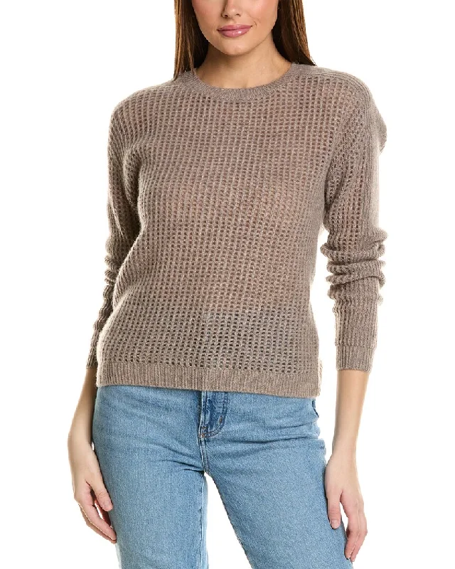 Amicale Cashmere Mesh Crewneck Cashmere Sweater