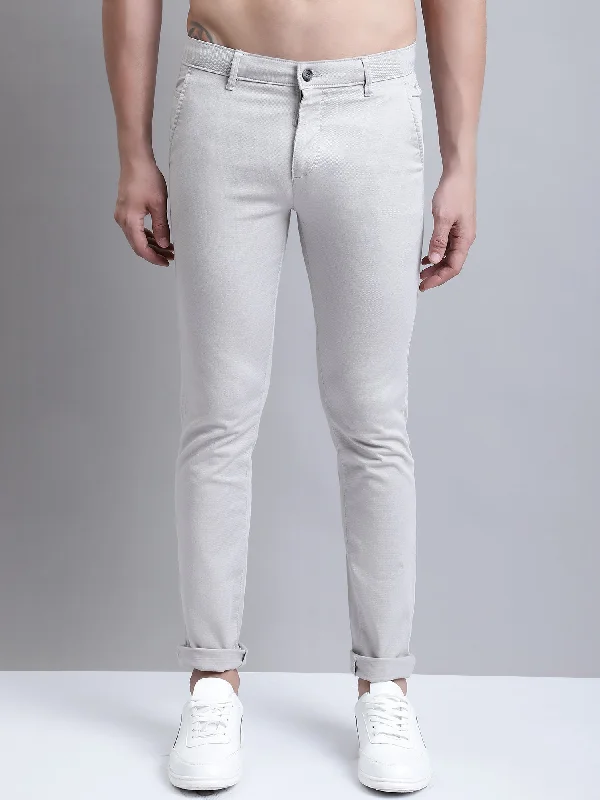 Men's Casual Flat front Ivory  Trousers