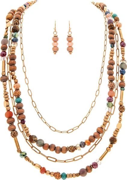 Multicolored Stone Necklace Set