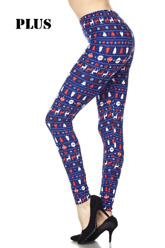 Plus Size Christmas Theme Print Leggings