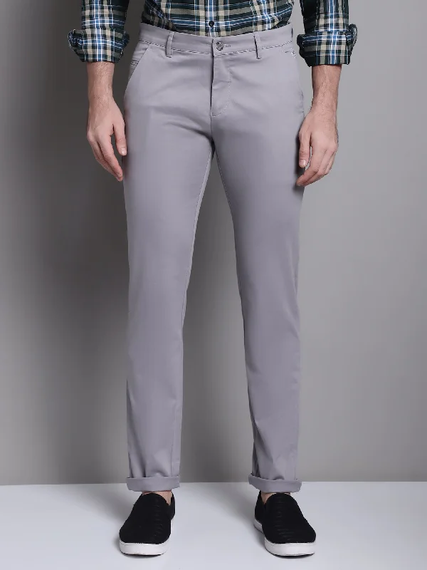 Men's Casual Flat front Grey  Trousers