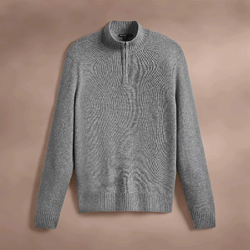 Cashmere Half Zip - Heather Grey