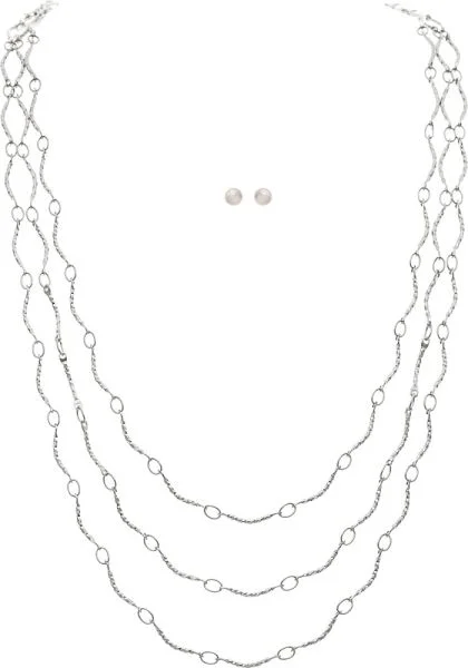 Silver Layer Curve Necklace Set