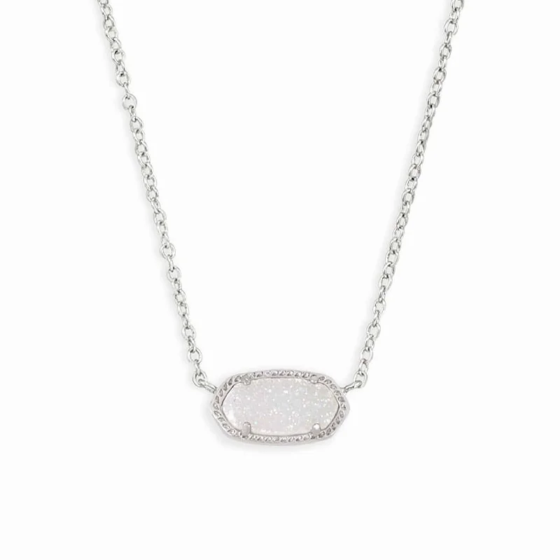 Kendra Scott Elisa Silver Pendant Necklace in Iridescent Drusy | 4217711459