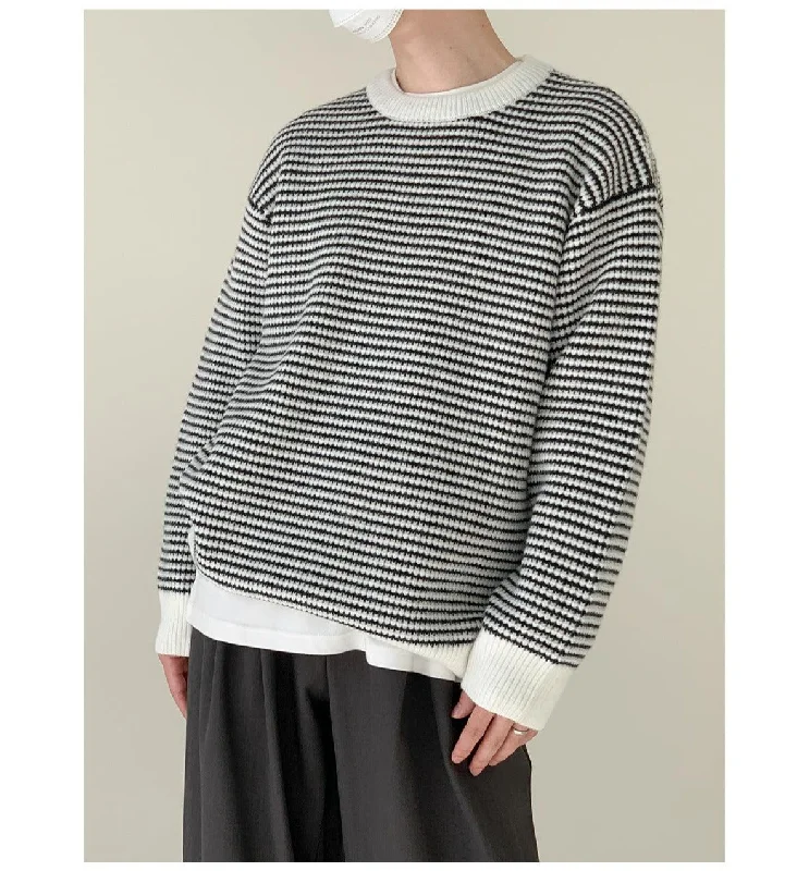 Classic Black And White Striped Sweater