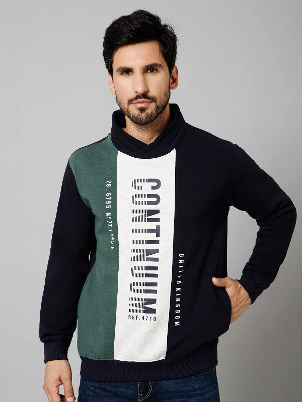 Printed Green Full Sleeves Round Neck Regular Fit Casual Sweatshirt For Mens