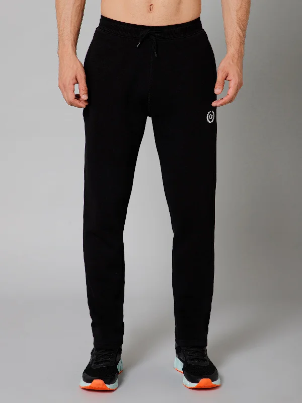 Men Black Solid Full Length Regular Fit  Winter Wear Track Pant For Men