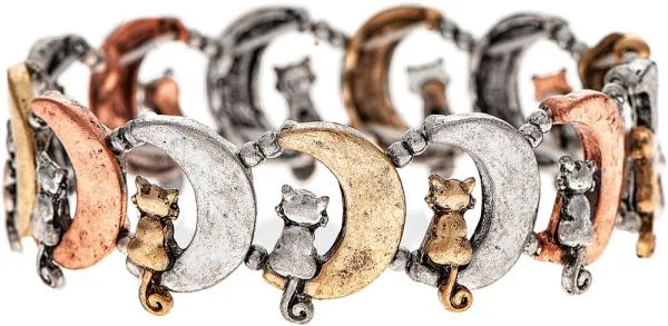 Multimetal Moon Kitty Bracelet