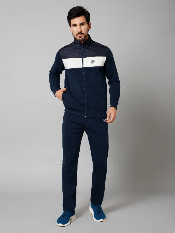 Men Color-blocked Full Sleeve Mock Collar Regular Fit Winter Wear Track Suit for Men