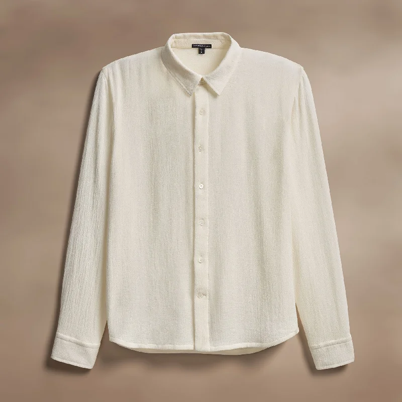 Solid Viscose Wool Shirting - Ivory