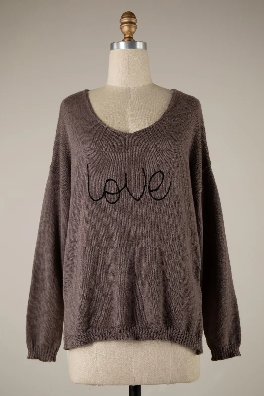 Embroidered Love Sweater Top