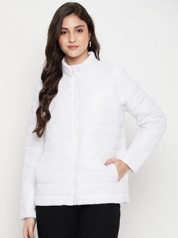 Women's Casual  White Quilted  Jacket