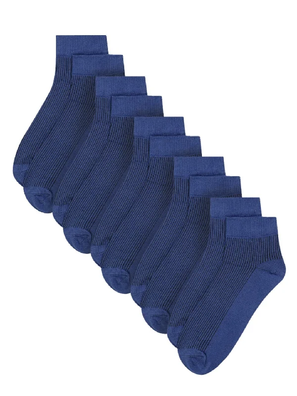 Men Set of 5 Royal Blue Ankle Length Socks