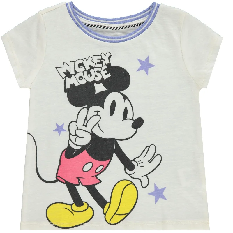 Disney Mickey Mouse Toddler Girls Short Sleeve T-Shirt- Toddler Sizes 2T-4T White