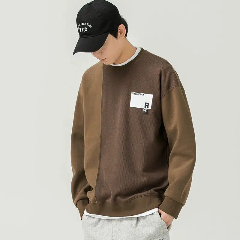 Color Block Round Neck Sweatshirt