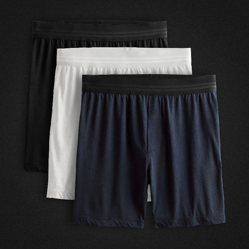 Relaxed Fit Boxer Short 3 Pack - Black/White/French Navy