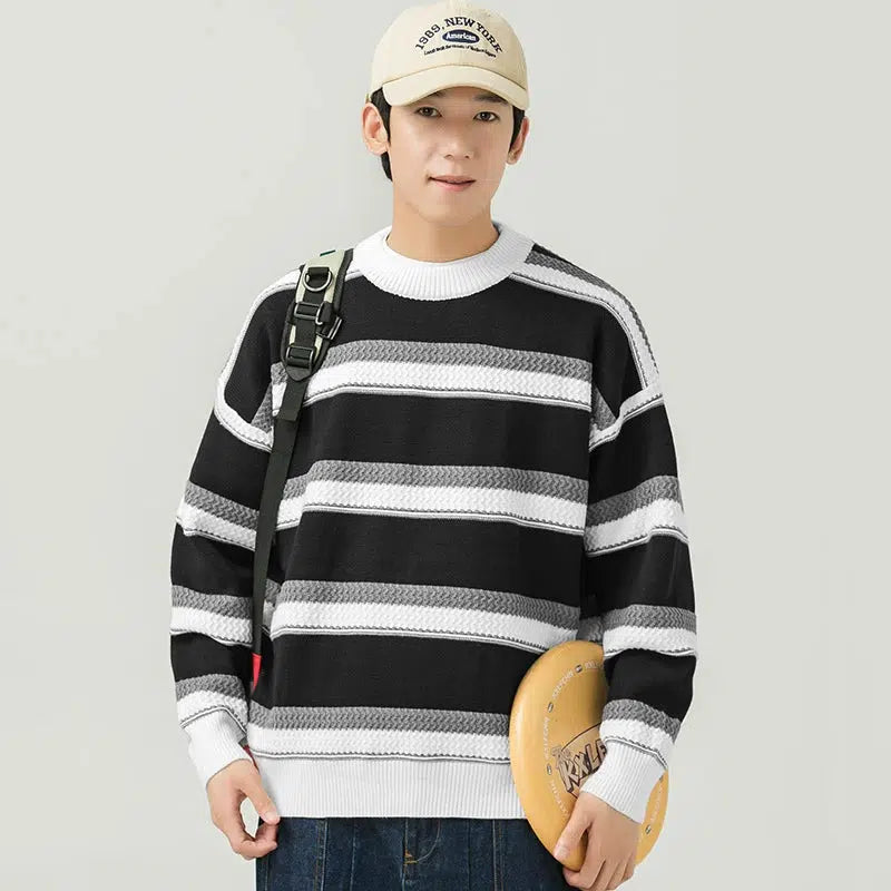 Round Neck Striped Sweater