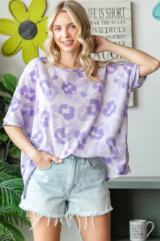 Print Waffle Oversized T-Shirt