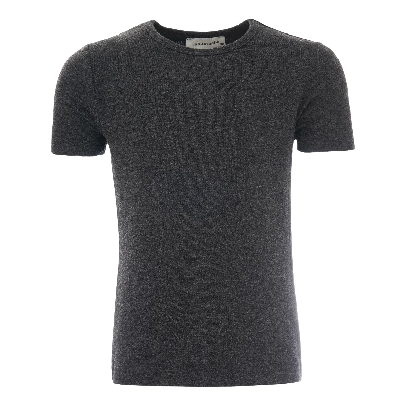 Anthracite Gray Solid Cotton T-Shirt