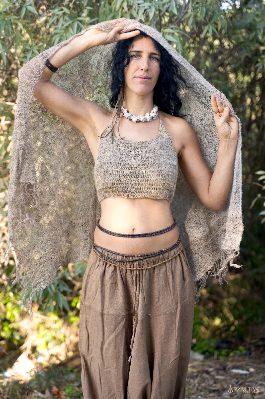 Wild Hemp Knitted Crop Top ~ Organic Wild Plant Fiber Top