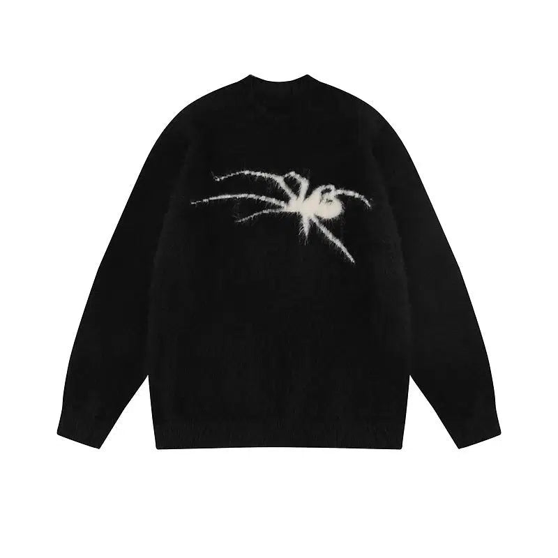 Spider Pattern Crew Neck Sweater