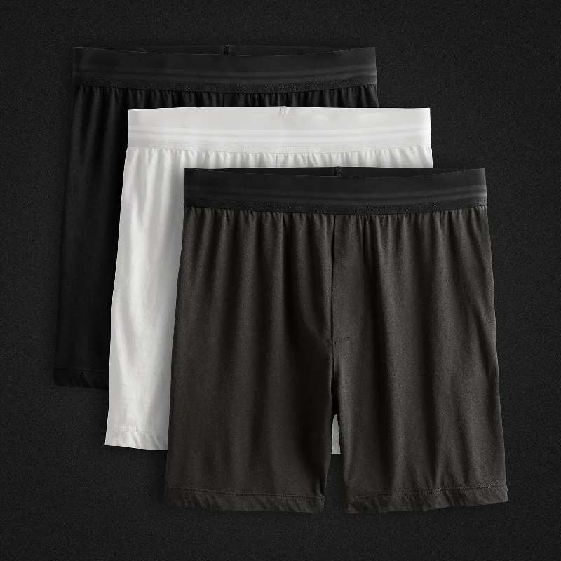 Relaxed Fit Boxer Short 3 Pack - Black/White/Carbon