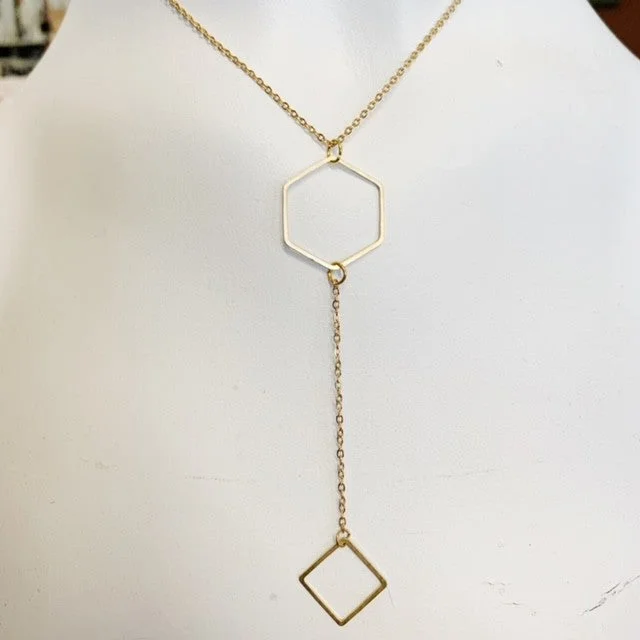 Raw Brass Geometric Necklace