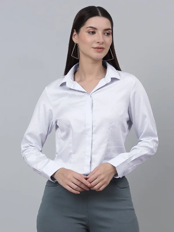 Women's Formal Slim Fit White Regular Full Sleeve  Shirt