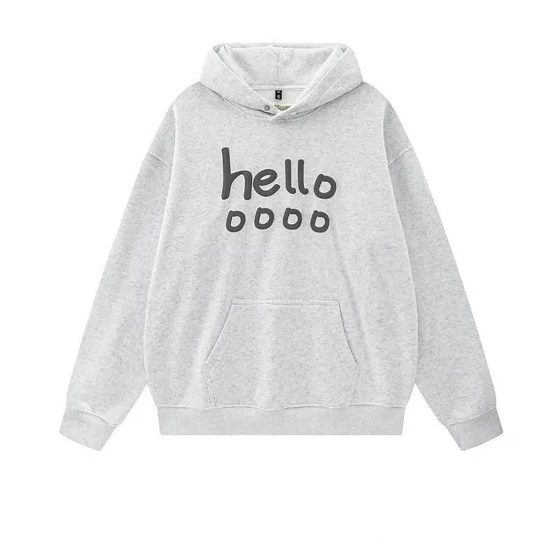 Letter Printed Fleece Hooded Sweatshirt