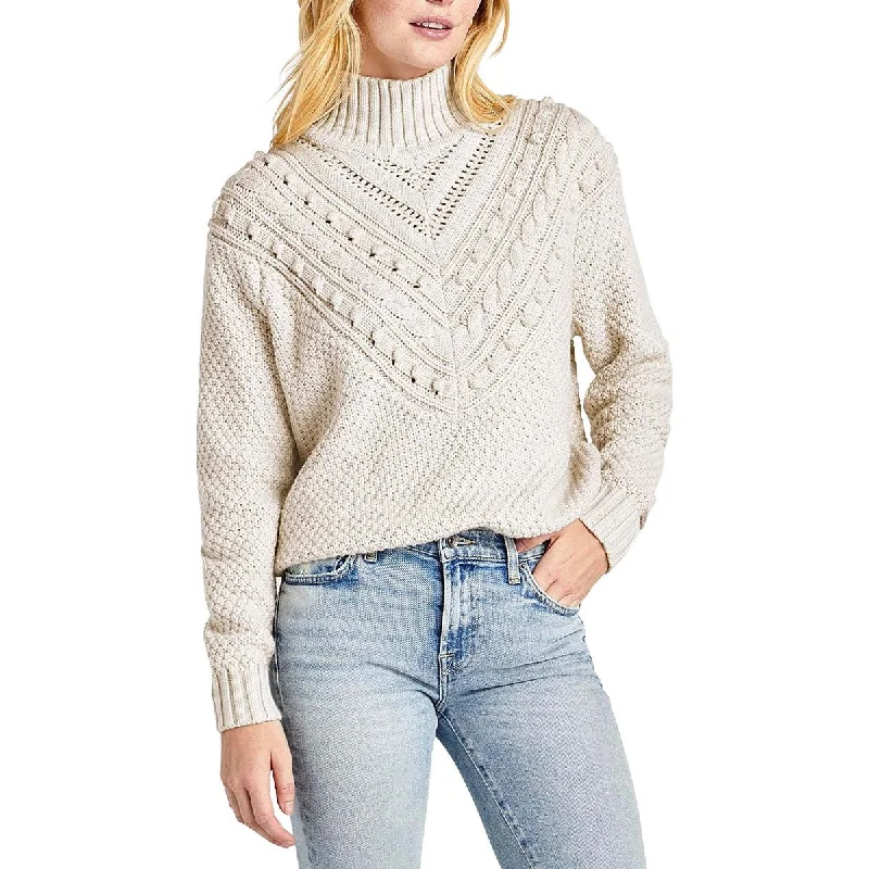 Maggie Womens Wool Blend Cable Knit Turtleneck Sweater