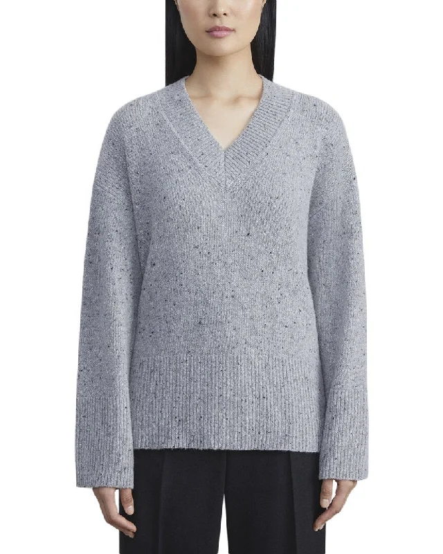 Lafayette 148 New York Drop Shoulder V-Neck Cashmere & Wool-Blend Sweater