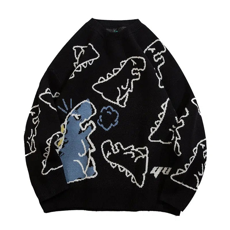 Cartoon Dinosaur Printed Sweater