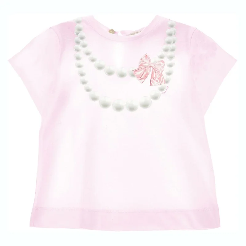 Pink Pearl Necklace-Print T-shirt