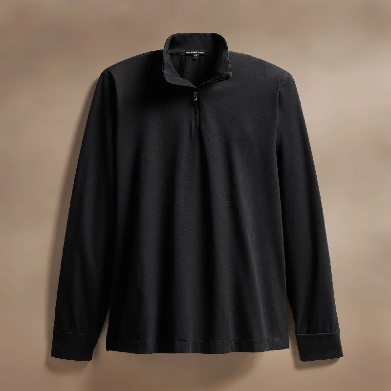 Heavy Luxe Jersey Half Zip - Black