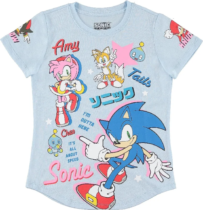 Girls Sonic The Hedgehog Short Sleeve T-Shirt- Sonic Girls Tee Sizes 4-16